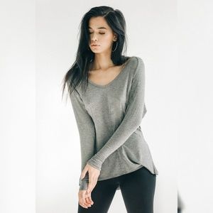 SOLD-Joah Brown V-Neck Longsleeve Top